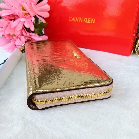 Calvin Klein Marybelle Metallic Gold Foil Wallet - Picture 6 of 12
